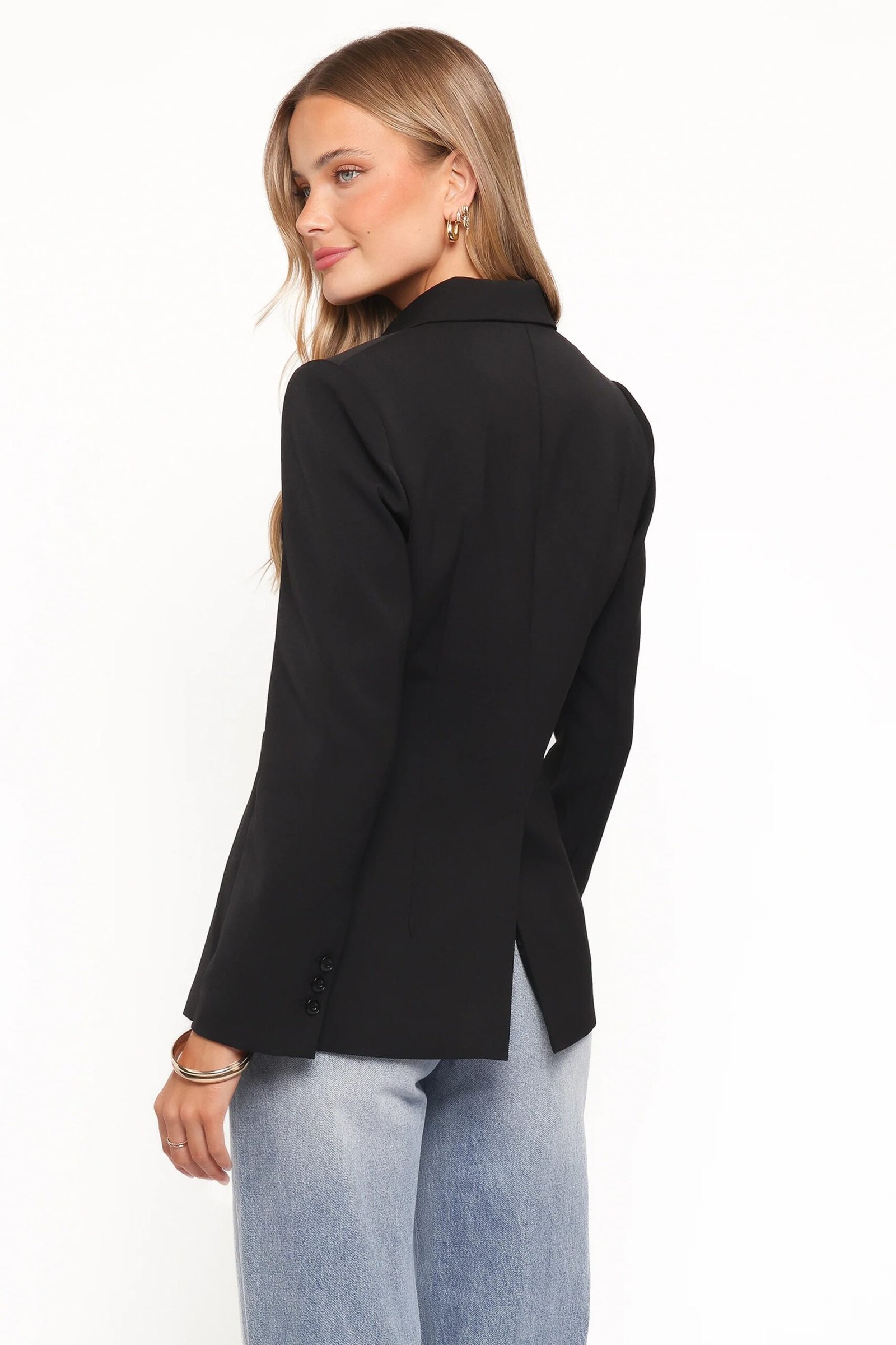 Single Button Blazer with Notch Lapels and Welt Pocket - Image 2