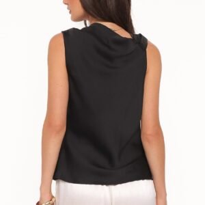 Alternative view of Cowl Neck Satin Feel Top with Sleeveless Design