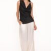Cowl Neck Satin Feel Top with Sleeveless Design